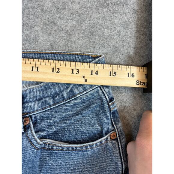 Vintage 90s Guess Denim Bootcut Jeans Mens 29x27 Blue Faded Distressed Hem - Picture 9 of 10